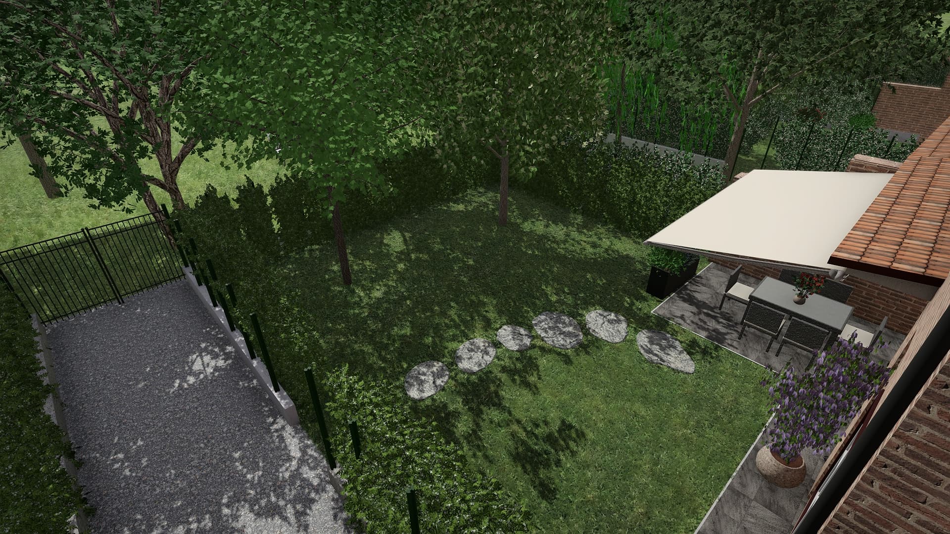 Vista dall'alto progetto giardino